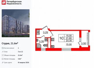 Квартира на продажу студия, 21.6 м2, Санкт-Петербург, метро Озерки
