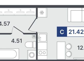 Продам квартиру студию, 21.4 м2, Тюменская область, 10-й микрорайон, 43