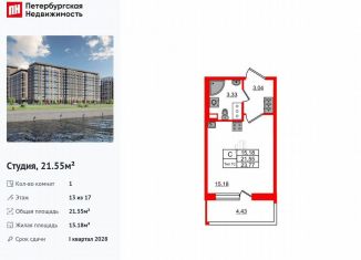 Продажа квартиры студии, 21.6 м2, Санкт-Петербург, метро Улица Дыбенко