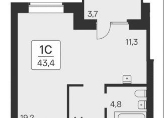 Продается 1-комнатная квартира, 43.4 м2, Новосибирск