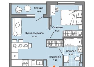 Продаю 1-ком. квартиру, 34 м2, Ульяновск, жилой комплекс Светлые кварталы, 3