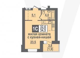 Квартира на продажу студия, 34.5 м2, рабочий посёлок Кольцово, Никольский проспект, 20
