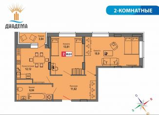 Двухкомнатная квартира на продажу, 65.5 м2, Тверь, Пролетарский район