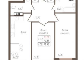 Продам 2-комнатную квартиру, 72.6 м2, Орёл, улица Генерала Родина, 66Ак1, микрорайон Весёлая Слобода