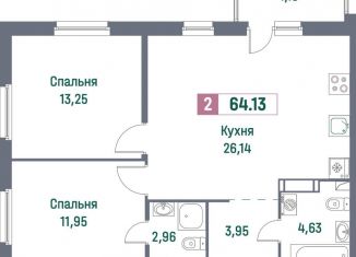 Продажа 2-ком. квартиры, 64.1 м2, Ленинградская область