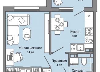 Продам 1-комнатную квартиру, 34 м2, Ульяновская область, жилой комплекс Город Новаторов, 2