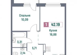 Продается однокомнатная квартира, 42.2 м2, Ленинградская область