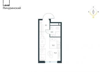 Квартира на продажу студия, 20.7 м2, Москва, жилой комплекс Левел Мичуринский, к7