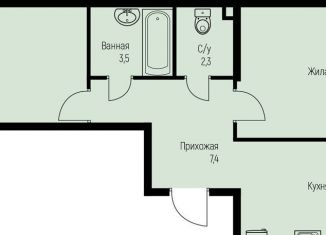 2-комнатная квартира на продажу, 58.4 м2, посёлок Берёзовый
