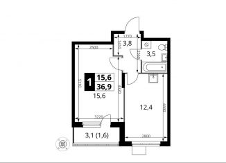 Продажа 1-комнатной квартиры, 36.9 м2, Московская область