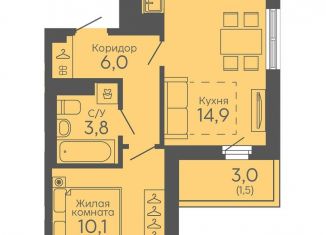 Продаю однокомнатную квартиру, 36.2 м2, Свердловская область, Новосинарский бульвар, 6