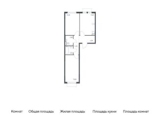 Продается 2-комнатная квартира, 57.5 м2, деревня Мисайлово, микрорайон Пригород Лесное, к18