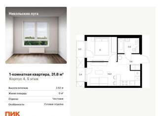 1-комнатная квартира на продажу, 31.8 м2, Москва, метро Бульвар Адмирала Ушакова