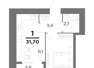 Однокомнатная квартира на продажу, 31.7 м2, Рязань