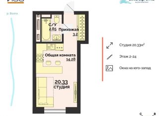 Квартира на продажу студия, 20.3 м2, Ульяновск, Заволжский район