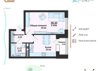 Продам 1-комнатную квартиру, 35.3 м2, Ульяновск