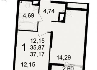 Продается 1-комнатная квартира, 37.2 м2, Рязанская область