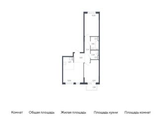 Продажа двухкомнатной квартиры, 59 м2, Тюмень, жилой комплекс Чаркова 72, 2.2