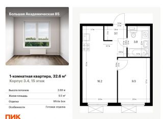 Продам однокомнатную квартиру, 32.6 м2, Москва, жилой комплекс Большая Академическая 85, к3.4