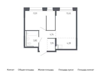 Однокомнатная квартира на продажу, 38.2 м2, Тюмень, жилой комплекс Чаркова 72, 2.2