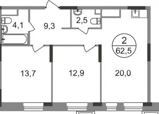2-комнатная квартира на продажу, 62.5 м2, Московский