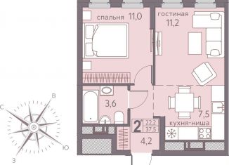 Продажа двухкомнатной квартиры, 37.5 м2, Пермский край, Серебристая улица, 7