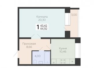 Продам 1-комнатную квартиру, 44.9 м2, Самарская область, 3-й квартал, 8