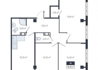 Продается трехкомнатная квартира, 76.3 м2, Мурино, улица Шоссе в Лаврики, 64к4, ЖК Ромашки