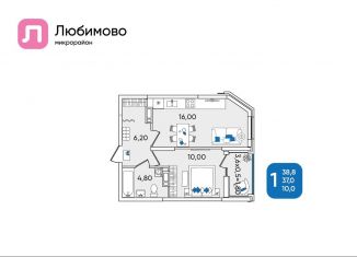 Продажа 1-ком. квартиры, 38.8 м2, Краснодар, Батуринская улица, 10