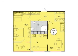 Продам двухкомнатную квартиру, 56.6 м2, Ставропольский край