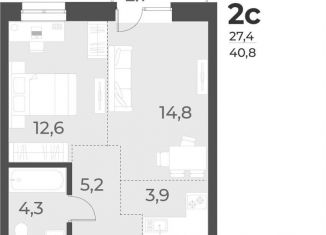 2-комнатная квартира на продажу, 40.8 м2, Новосибирск, Плановая улица, 60А, метро Красный проспект