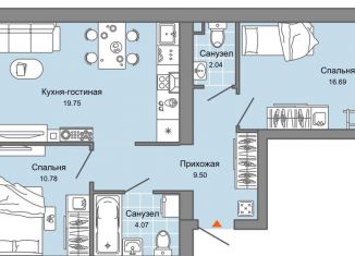 Продаю 3-комнатную квартиру, 65 м2, Ульяновск, жилой комплекс Центрополис, 5