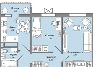 Продам 2-комнатную квартиру, 51 м2, Ульяновская область, жилой комплекс Улла, 2