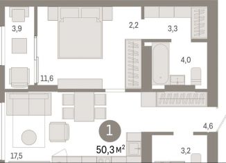 Продается 2-комнатная квартира, 50.3 м2, Екатеринбург, улица Пехотинцев, 2В, улица Пехотинцев