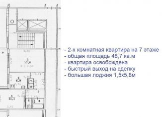 Двухкомнатная квартира на продажу, 48.7 м2, Екатеринбург, метро Площадь 1905 года, улица Черепанова, 20