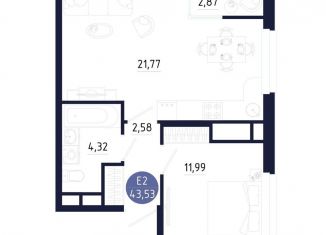 Продажа однокомнатной квартиры, 43.5 м2, Тула