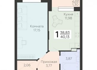 Продажа 1-комнатной квартиры, 40.1 м2, Воронежская область, улица Независимости, 78