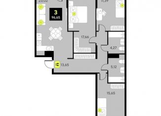 Продам 3-комнатную квартиру, 96.7 м2, Тюмень, Центральный округ