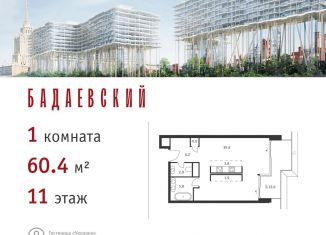 Продам однокомнатную квартиру, 60.4 м2, Москва, Кутузовский проспект, 12с38, район Дорогомилово