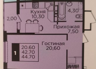 Продажа 1-комнатной квартиры, 42.7 м2, Краснодарский край, улица имени В.Н. Мачуги, 166Ак2