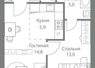 2-ком. квартира на продажу, 45.6 м2, Москва, Можайский район
