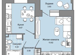 Продам однокомнатную квартиру, 35 м2, Ульяновск, жилой комплекс Город Новаторов, 1, Засвияжский район