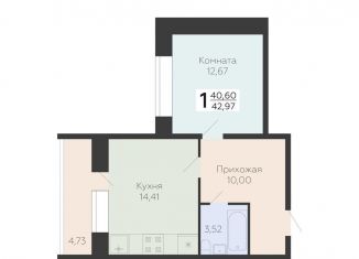 Продажа 1-ком. квартиры, 43 м2, Самара, 3-й квартал, 8, метро Юнгородок