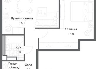 Продажа однокомнатной квартиры, 43.8 м2, Москва, метро Технопарк, жилой комплекс Нагатино Ай-Ленд, к1