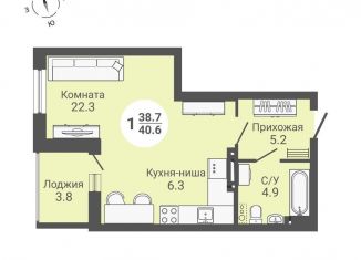 Продается квартира студия, 42.5 м2, Новосибирск, метро Площадь Маркса, улица Петухова, 170