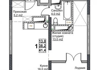 Квартира на продажу студия, 41.4 м2, Нижний Новгород, метро Стрелка