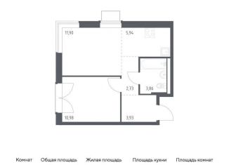Двухкомнатная квартира на продажу, 39.3 м2, Москва, жилой комплекс Квартал Западный, 6