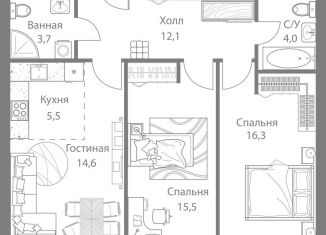 Продажа трехкомнатной квартиры, 71.7 м2, Москва, ЖК Стеллар Сити