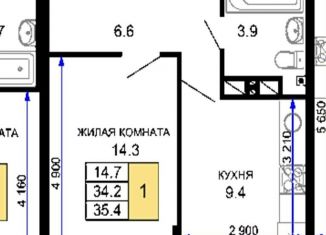 Продается 1-ком. квартира, 36 м2, Краснодарский край