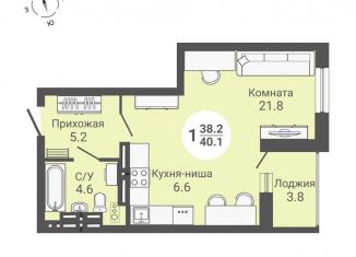 Продам квартиру студию, 42 м2, Новосибирская область, улица Петухова, 168с2